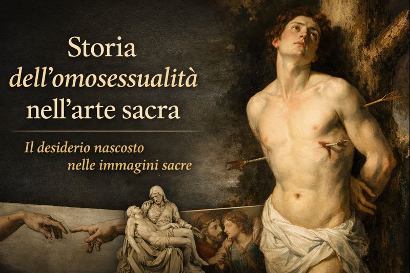 Scopri come l'omosessualità attraverso l'arte sacra: San Sebastiano, Cristo, Michelangelo e il corpo maschile tra fede, desiderio e rimozione.